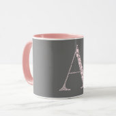 Pink Letter A Mug – Light Pink Minimal Monogram マグカップ (正面左)