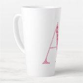 Pink Letter A Mug – Minimal Circle Monogram Design カフェラテマグ (左アングル)