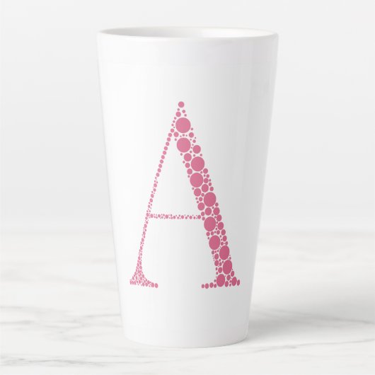 Pink Letter A Mug – Minimal Circle Monogram Design カフェラテマグ (正面)
