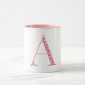 Pink Letter A Mug – Minimal Circle Monogram Design マグカップ (中央)