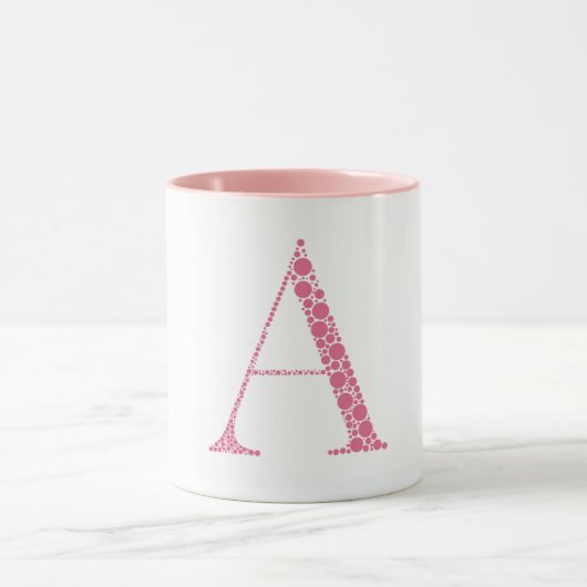 Pink Letter A Mug – Minimal Circle Monogram Design マグカップ (中央)