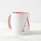 Pink Letter A Mug – Minimal Circle Monogram Design マグカップ (正面左)