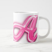 Pink Letter A Mug with Cute Teddy Bear Heart ジャンボコーヒーマグカップ (右)