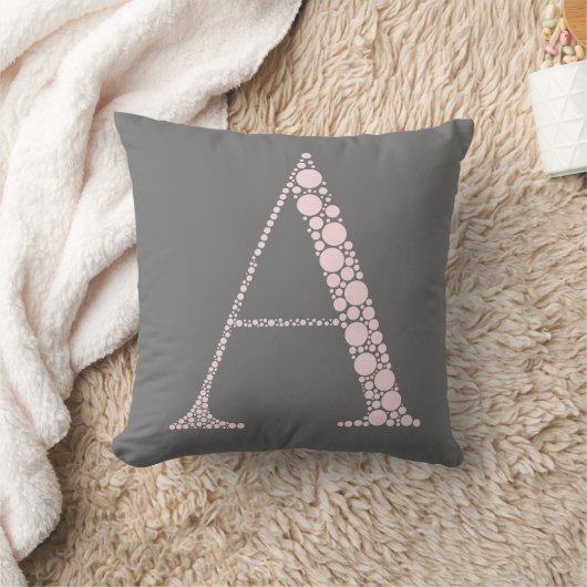Pink Letter A Pillow – Minimal Monogram Home  クッション (ブランケット)