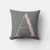 Pink Letter A Pillow – Minimal Monogram Home  クッション (正面)
