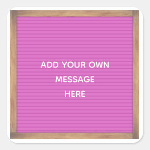 Pink Letterboard Marquee Signカスタムメッセージ スクエアシール