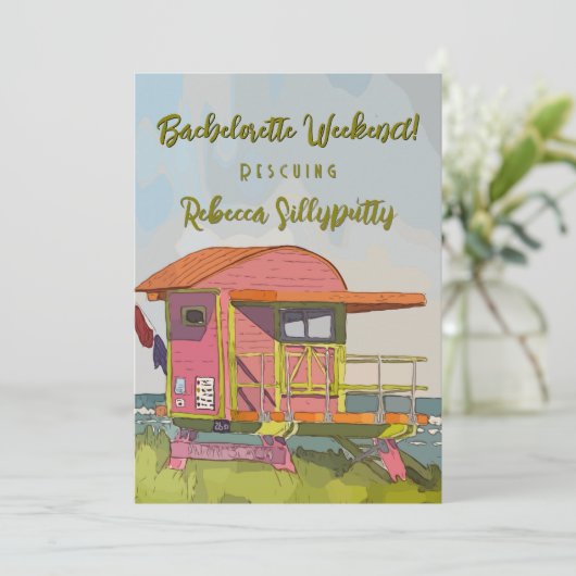 Pink Lifeguard Vibes Bachelorette Weekend 招待状 (スタンド正面)