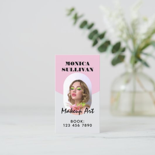Pink light gray minimalist makeup 名刺 (スタンド正面)