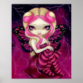 Pink Lightning fantasy fairy Art Print ポスター (正面)