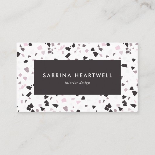 Pink Lilac Gray Terrazzo Pattern Interior Design 名刺 (正面)
