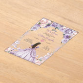 Pink Lilac Mis Quince 15 Anos Crown Quinceañera アクリル招待状 (レイダウン)