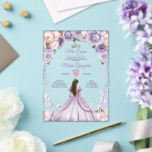 Pink Lilac Mis Quince 15 Anos Crown Quinceañera アクリル招待状 (インサイチュ (ウェディング))