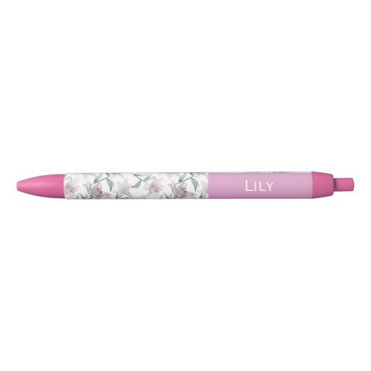 Pink Lillies Custom Name Pen 青ボールペン (正面)