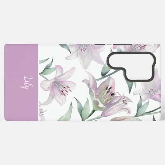 Pink Lillies MagSafe Tough Samsung Galaxyケース (裏面横)