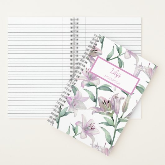 Pink Lillies Personalized Journal Notebook ノートブック (内側)