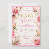 Pink Lily Baby Shower Invitation 招待状 (正面)