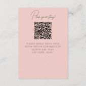 Pink Lily Floral Modern QR Code Wedding Details エンクロージャーカード (裏面)