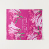  Pink lily floral wedding custom backdrop タペストリー (正面(横))