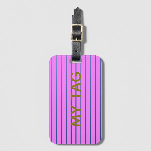 Pink Lined Luggage Tag ラゲッジタグ (正面縦)