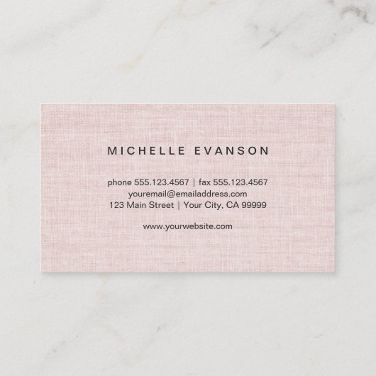 Pink Linen Watercolor Butterfly Logo Elegant 名刺 (裏面)