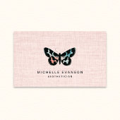 Pink Linen Watercolor Butterfly Logo Elegant 名刺