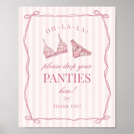 Pink Lingerie Bachelorette Panties Please Sign ポスター (正面)