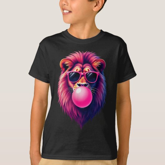Pink Lion Blowing Bubble Gum  Tシャツ (正面)