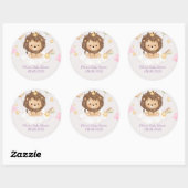 Pink lion girl baby shower ラウンドシール (シート)