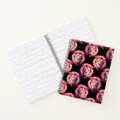 Pink Lion Head Animal Pattern Design - Black ノートブック (内部)