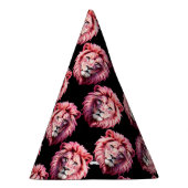 Pink Lion Head Animal Pattern Design - Black  パーティーハット (右)