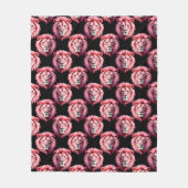 Pink Lion Head Animal Pattern Design - Black  フリースブランケット (正面)