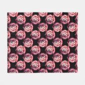Pink Lion Head Animal Pattern Design - Black  フリースブランケット (正面(横))
