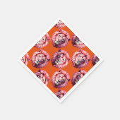 Pink Lion Head Animal Pattern Design Orange スタンダードカクテルナプキン (角)
