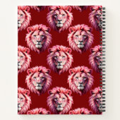 Pink Lion Head Animal Pattern Design Red  ノートブック (裏面)