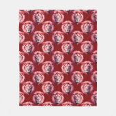 Pink Lion Head Animal Pattern Design Red  フリースブランケット (正面)