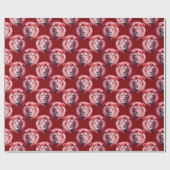 Pink Lion Head Animal Pattern Design Red  ラッピングペーパー (フラット)