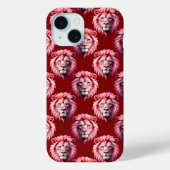 Pink Lion Head Animal Pattern Design Red  Case-Mate iPhoneケース (裏面)
