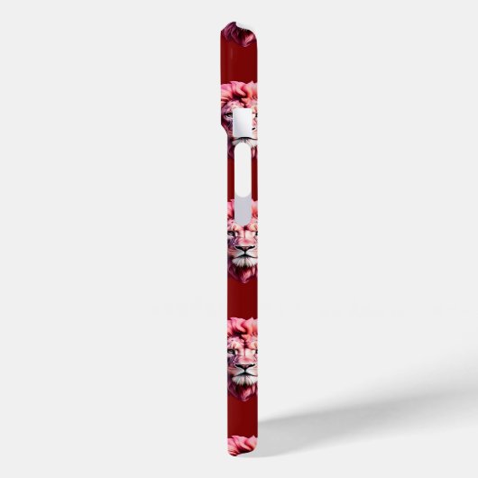 Pink Lion Head Animal Pattern Design Red  Case-Mate iPhoneケース (裏面 / 左)