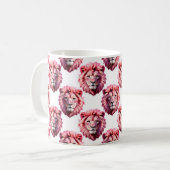 Pink Lion Head Animal Pattern Design White  コーヒーマグカップ (正面左)