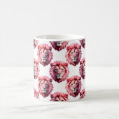 Pink Lion Head Animal Pattern Design White  コーヒーマグカップ (中央)