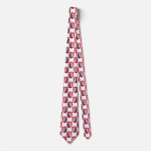 Pink Lion Head Animal Pattern Design White ネクタイ (正面)