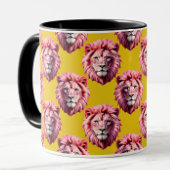 Pink Lion Head Animal Pattern Design Yellow マグカップ