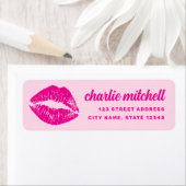 Pink lipstick mark retro return address ラベル (インサイチュ)