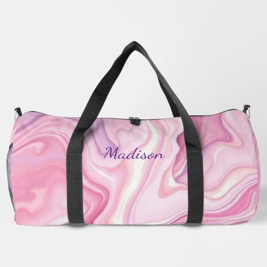 Pink Liquid Abstract Design ダッフルバッグ (裏面)