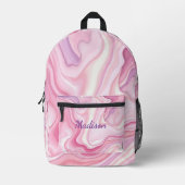 Pink Liquid Abstract Design プリントバックパック (正面)