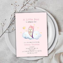 Pink Little Boo Bow Ghost Girl Baby Shower 招待状