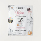Pink Little Boo Cute Ghost Baby Shower Backdrop タペストリー (正面)