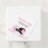 Pink Little Boo Ghost Witch Baby Shower Square フェイバータグ (インサイチュ)