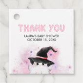 Pink Little Boo Ghost Witch Baby Shower Square フェイバータグ (正面)