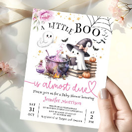 Pink Little Boo Halloween Baby Shower  招待状